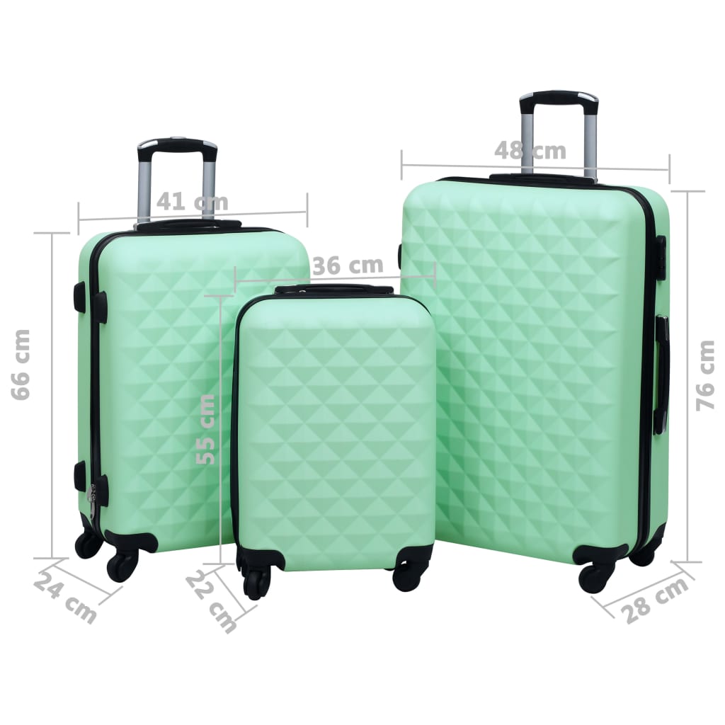 Hartschalen-Trolley-Set 3 Stk. Minzgrün ABS - Premium Reisekoffer - Just €164.93! Shop now at homesales4u