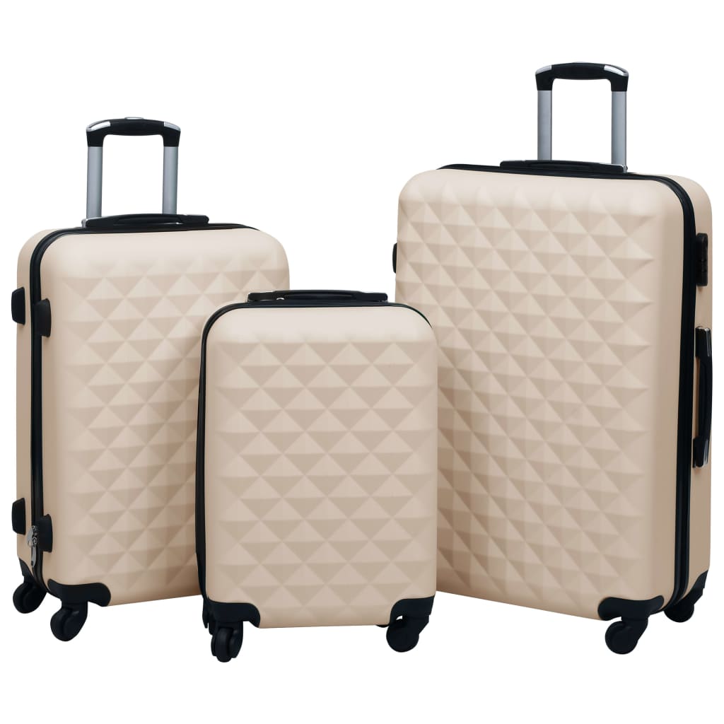 Hartschalen-Trolley-Set 3 Stk. Golden ABS - Premium Reisekoffer - Just €165.40! Shop now at homesales4u