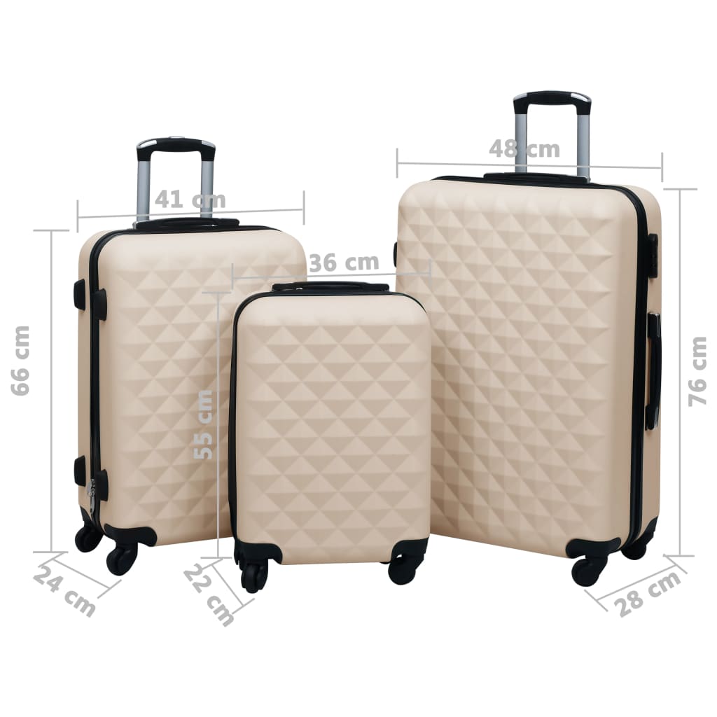 Hartschalen-Trolley-Set 3 Stk. Golden ABS - Premium Reisekoffer - Just €165.40! Shop now at homesales4u