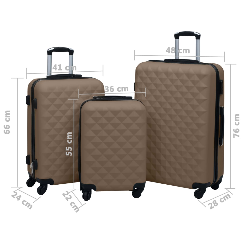 Hartschalen-Trolley-Set 3 Stk. Braun ABS - Premium Reisekoffer - Just €165.05! Shop now at homesales4u