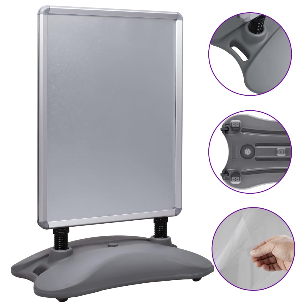 A1-Plakatständer Wasserbefüllbar Grau Aluminiumlegierung - Premium Vitrinen - Just €209.62! Shop now at homesales4u