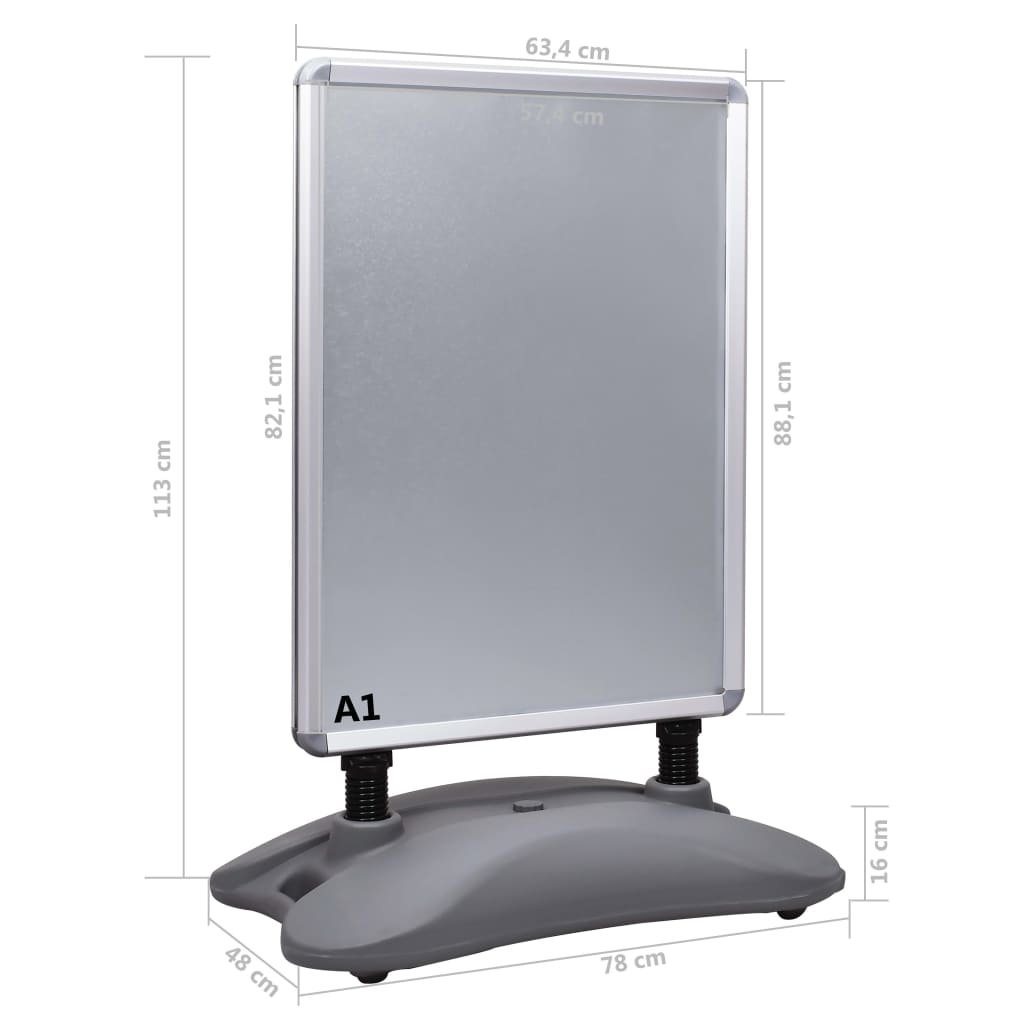 A1-Plakatständer Wasserbefüllbar Grau Aluminiumlegierung - Premium Vitrinen - Just €209.62! Shop now at homesales4u