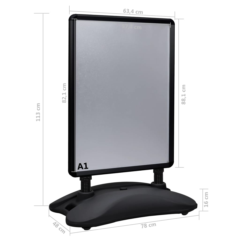 A1-Plakatständer Wasserbefüllbar Schwarz Aluminiumlegierung - Premium Vitrinen - Just €238.99! Shop now at homesales4u