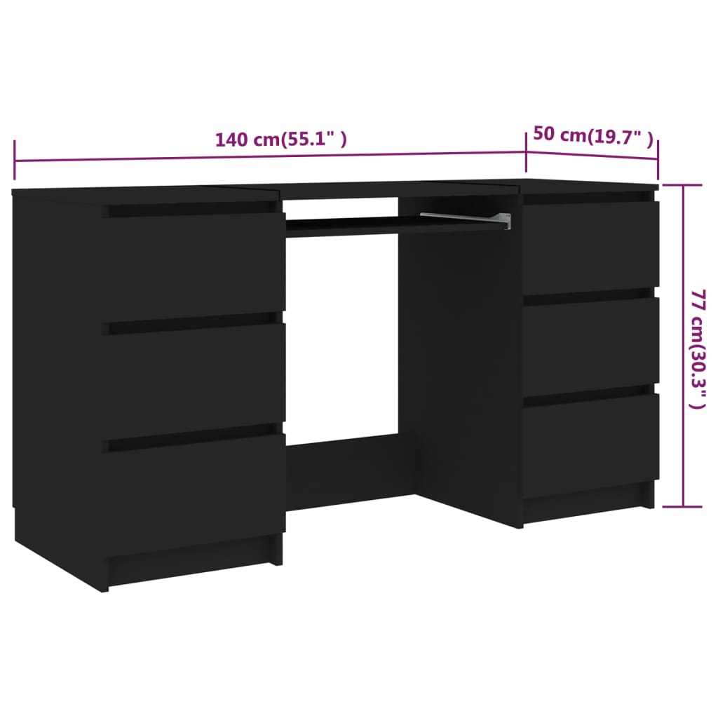 Schreibtisch Schwarz 140x50x77 cm Holzwerkstoff - Premium Schreibtische - Just €222.24! Shop now at homesales4u