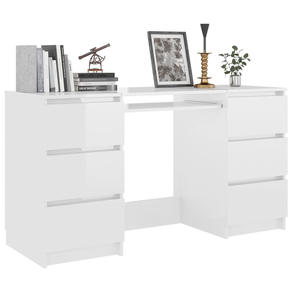 Schreibtisch Hochglanz-Weiß 140x50x77 cm Holzwerkstoff - Premium Schreibtische - Just €283! Shop now at homesales4u