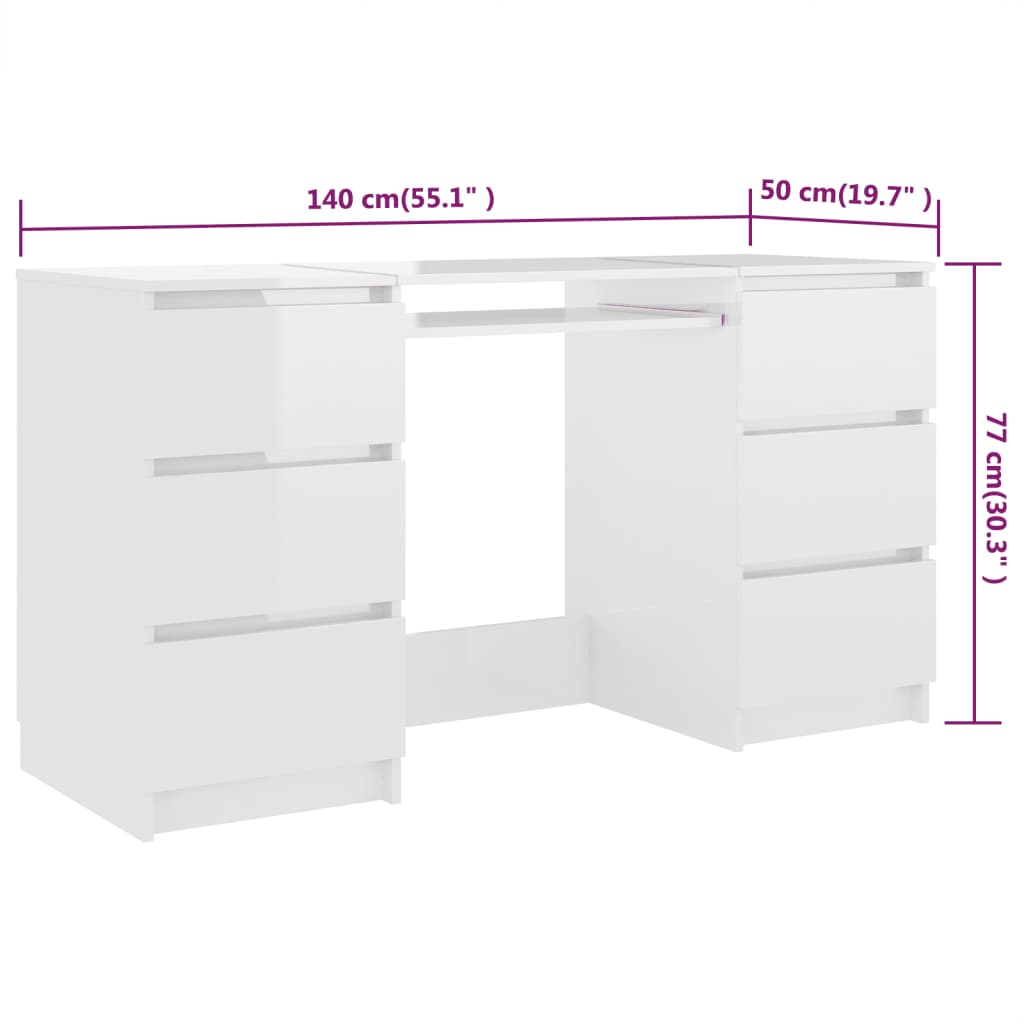 Schreibtisch Hochglanz-Weiß 140x50x77 cm Holzwerkstoff - Premium Schreibtische - Just €283! Shop now at homesales4u