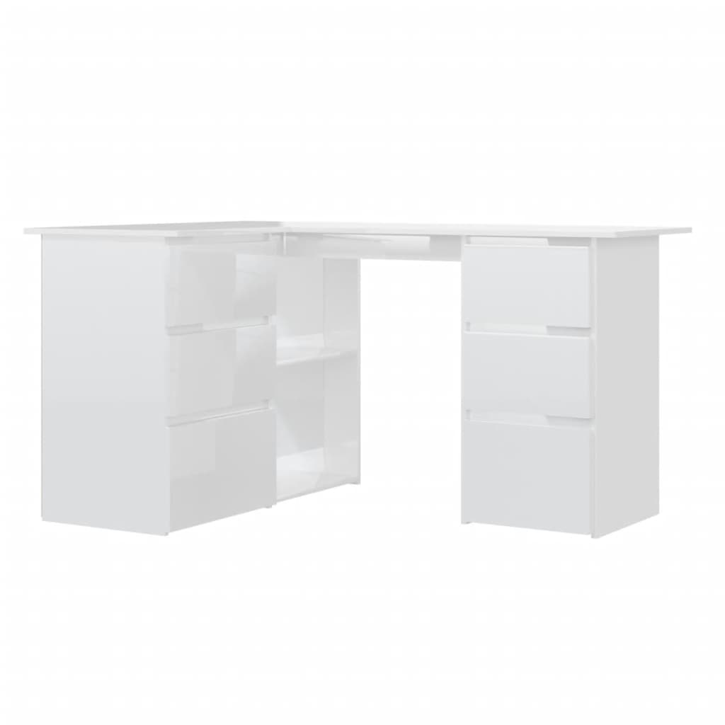 Eckschreibtisch Hochglanz-Weiß 145x100x76 cm Holzwerkstoff - Premium Schreibtische - Just €287.14! Shop now at homesales4u