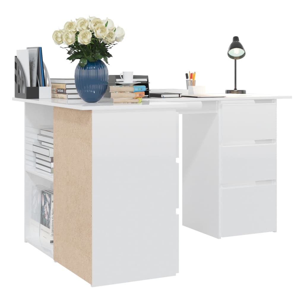 Eckschreibtisch Hochglanz-Weiß 145x100x76 cm Holzwerkstoff - Premium Schreibtische - Just €287.14! Shop now at homesales4u