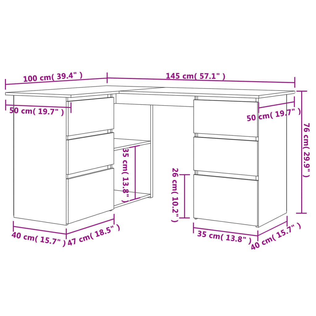 Eckschreibtisch Hochglanz-Weiß 145x100x76 cm Holzwerkstoff - Premium Schreibtische - Just €287.14! Shop now at homesales4u