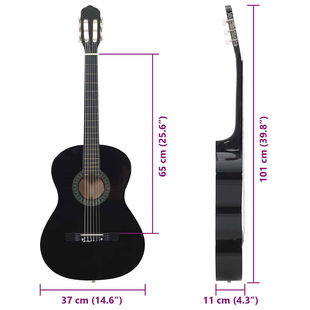 Klassikgitarre für Anfänger Schwarz 4/4 39" Lindenholz - Premium Gitarren - Just €81.16! Shop now at homesales4u
