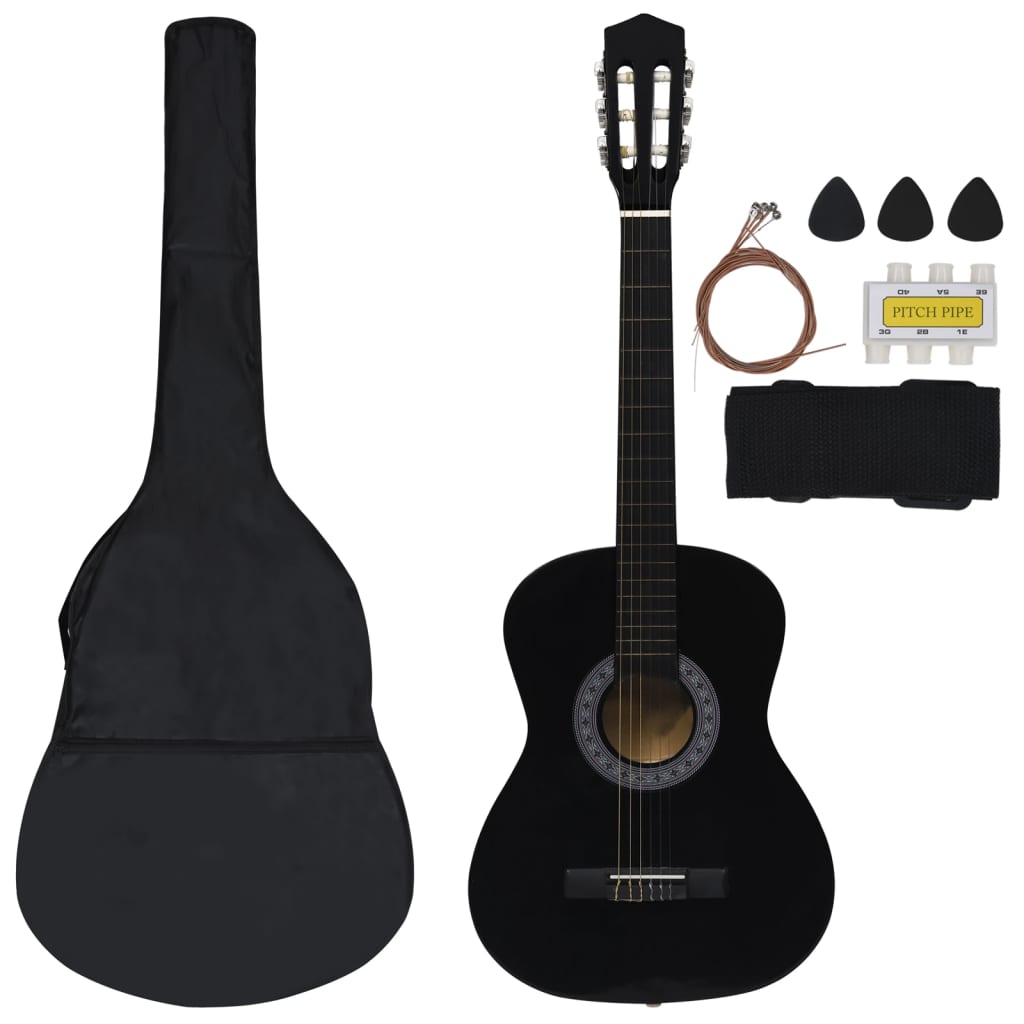8-tlg. Klassikgitarren-Set für Anfänger Schwarz 3/4 36" - Premium Gitarren - Just €76.66! Shop now at homesales4u