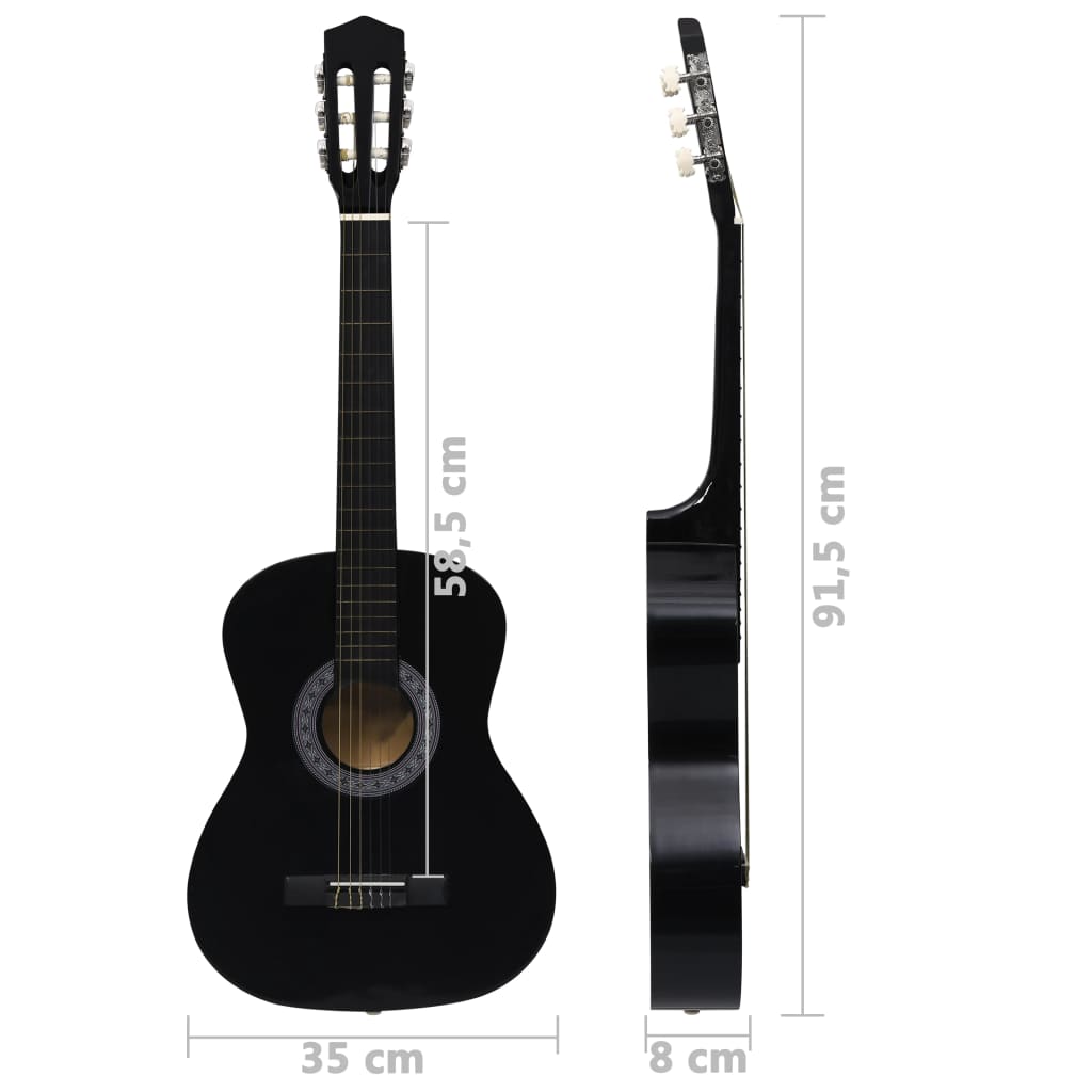 8-tlg. Klassikgitarren-Set für Anfänger Schwarz 3/4 36" - Premium Gitarren - Just €76.66! Shop now at homesales4u