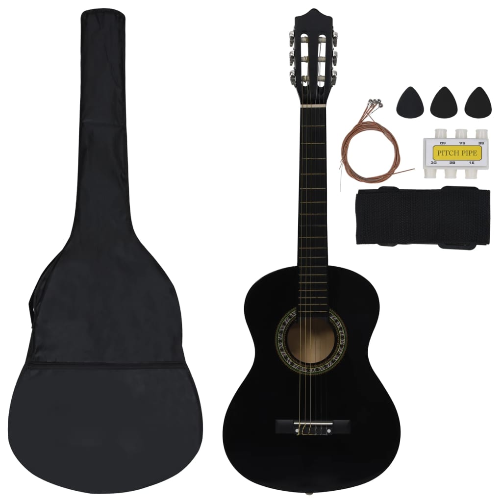 8-tlg. Klassikgitarren-Set für Anfänger Schwarz 1/2 34" - Premium Gitarren - Just €76.96! Shop now at homesales4u