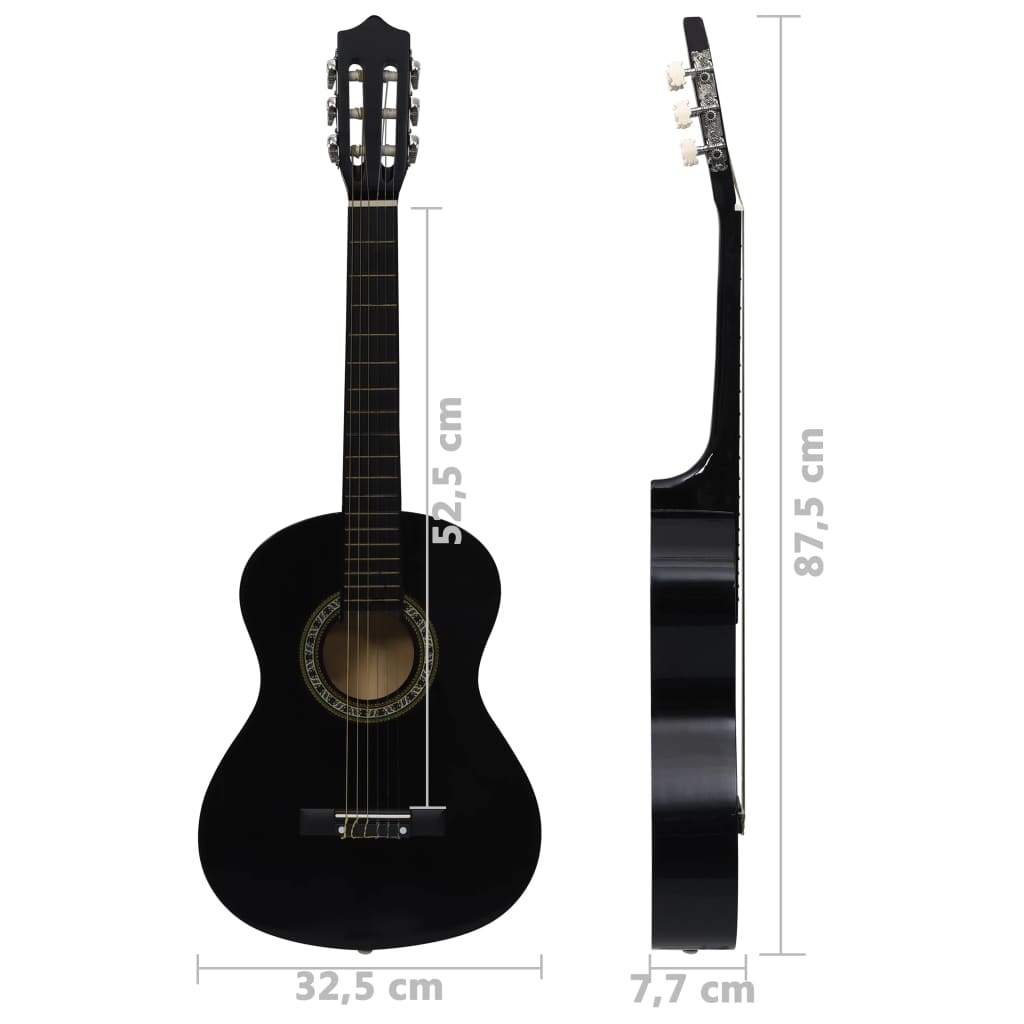8-tlg. Klassikgitarren-Set für Anfänger Schwarz 1/2 34" - Premium Gitarren - Just €76.96! Shop now at homesales4u