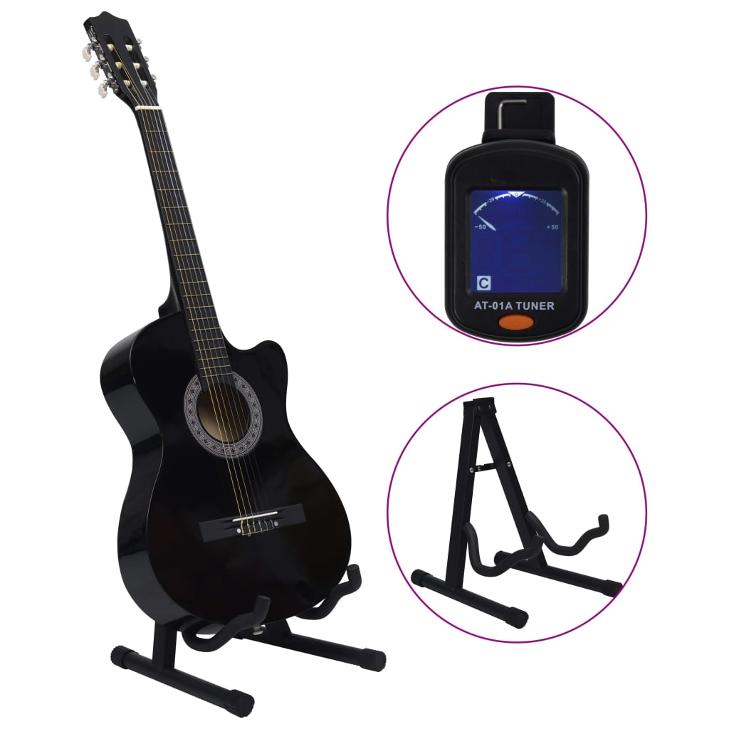 12-tlg Westerngitarre Set mit 6 Saiten Schwarz 38" - Premium Gitarren - Just €109.93! Shop now at homesales4u
