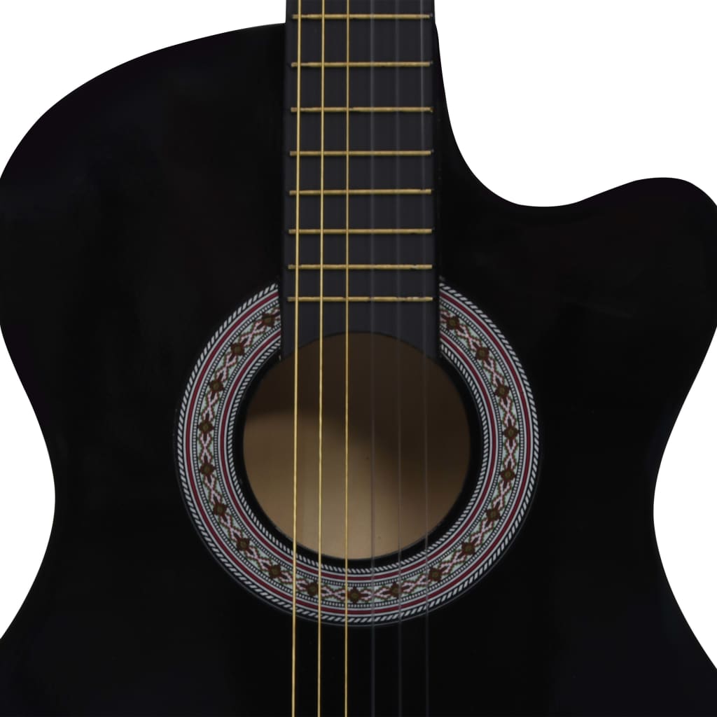 12-tlg Westerngitarre Set mit 6 Saiten Schwarz 38" - Premium Gitarren - Just €109.93! Shop now at homesales4u