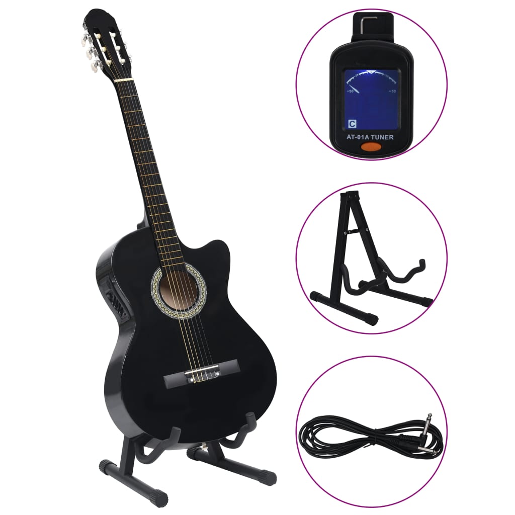 12-tlg. Western Gitarren-Set mit Equalizer und 6 Saiten Schwarz - Premium Gitarren - Just €139.62! Shop now at homesales4u