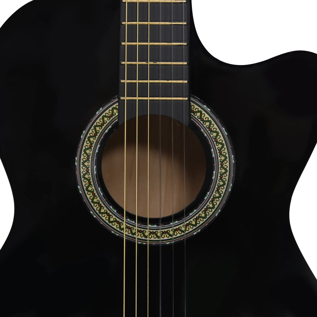 12-tlg. Western Gitarren-Set mit Equalizer und 6 Saiten Schwarz - Premium Gitarren - Just €139.62! Shop now at homesales4u