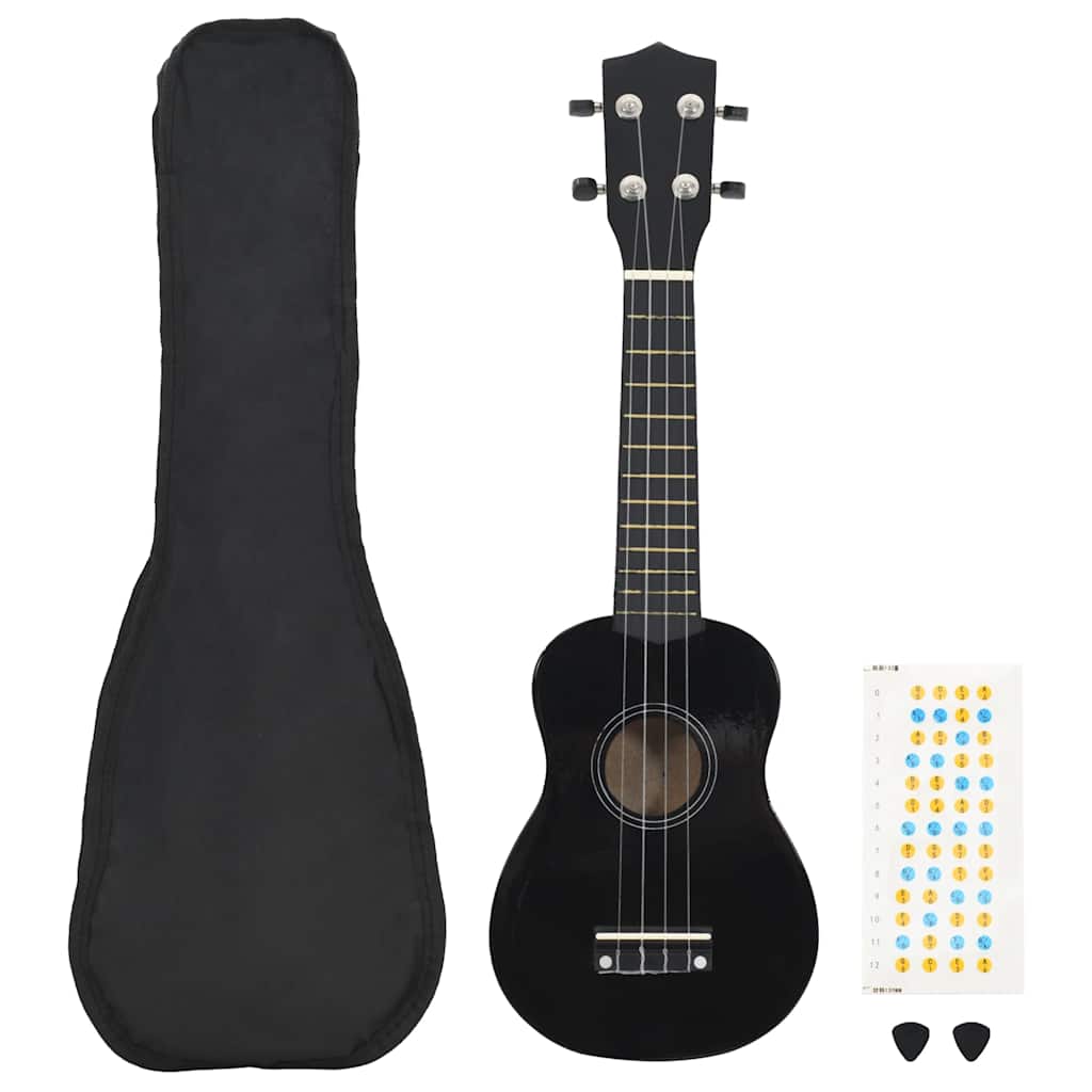 Sopran-Ukulele-Set mit Tasche für Kinder Schwarz 21" - Premium Saiteninstrumente - Just €39.21! Shop now at homesales4u