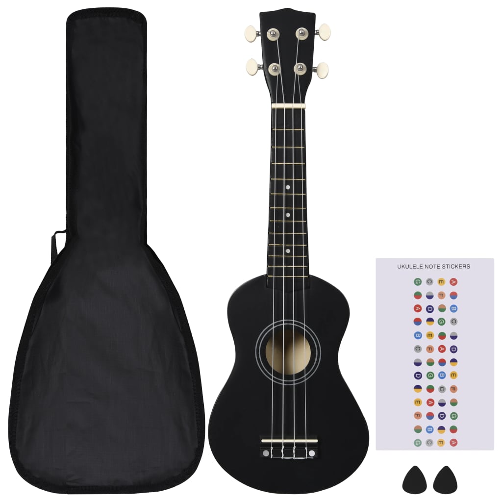 Sopran-Ukulele-Set mit Tasche für Kinder Schwarz 21" - Premium Saiteninstrumente - Just €39.21! Shop now at homesales4u