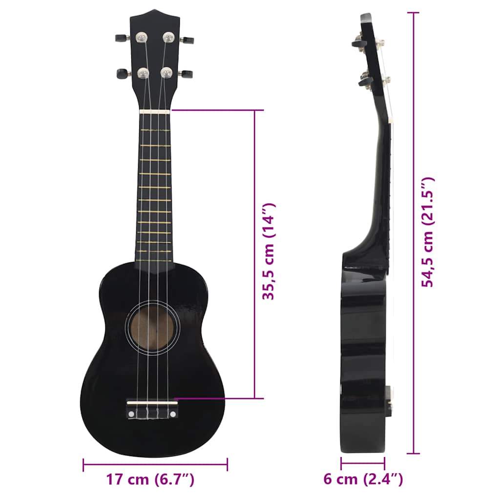 Sopran-Ukulele-Set mit Tasche für Kinder Schwarz 21" - Premium Saiteninstrumente - Just €39.21! Shop now at homesales4u