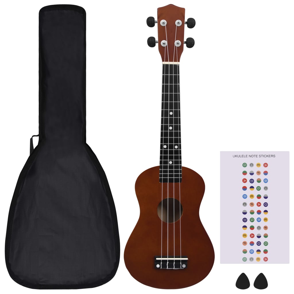 Sopran Ukulele Set für Kinder mit Tasche Dunkles Holz 23" - Premium Saiteninstrumente - Just €41.35! Shop now at homesales4u