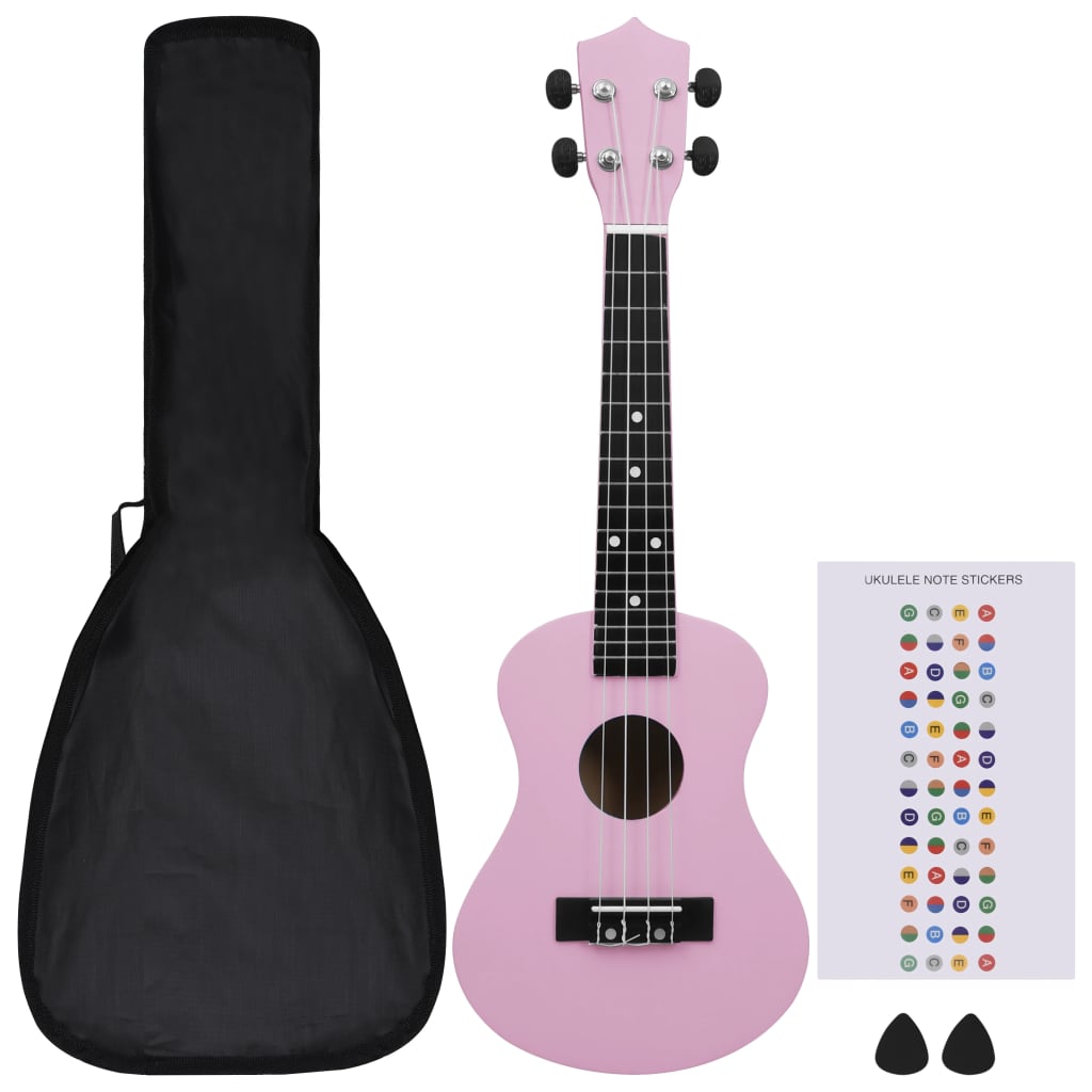 Sopran-Ukulele-Set mit Tasche für Kinder Rosa 23" - Premium Saiteninstrumente - Just €41.35! Shop now at homesales4u