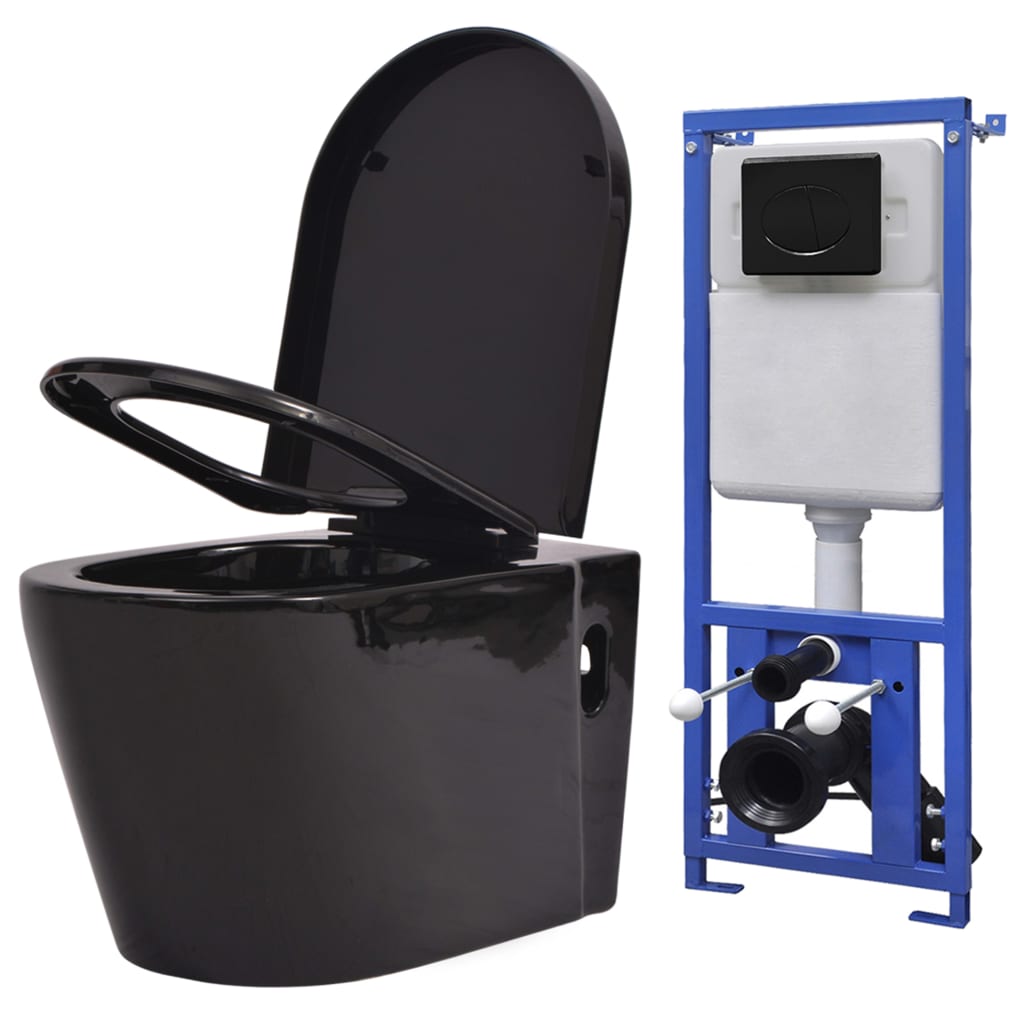 Hänge-Toilette mit Unterputzspülkasten Keramik Schwarz - Premium Toiletten - Just €482.30! Shop now at homesales4u