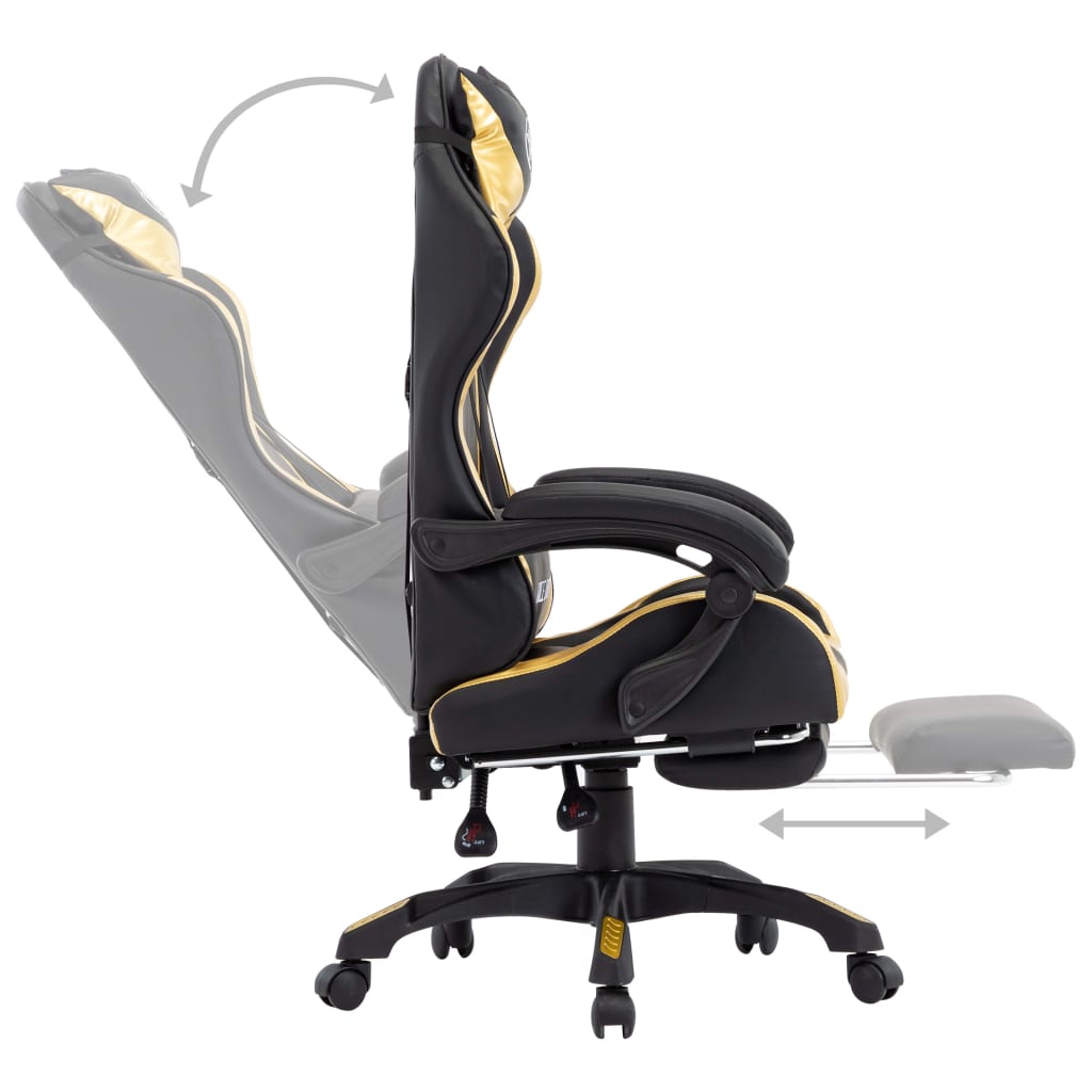 Gaming-Stuhl mit Fußstütze Golden und Schwarz Kunstleder - Premium Bürostühle - Just €198.87! Shop now at homesales4u