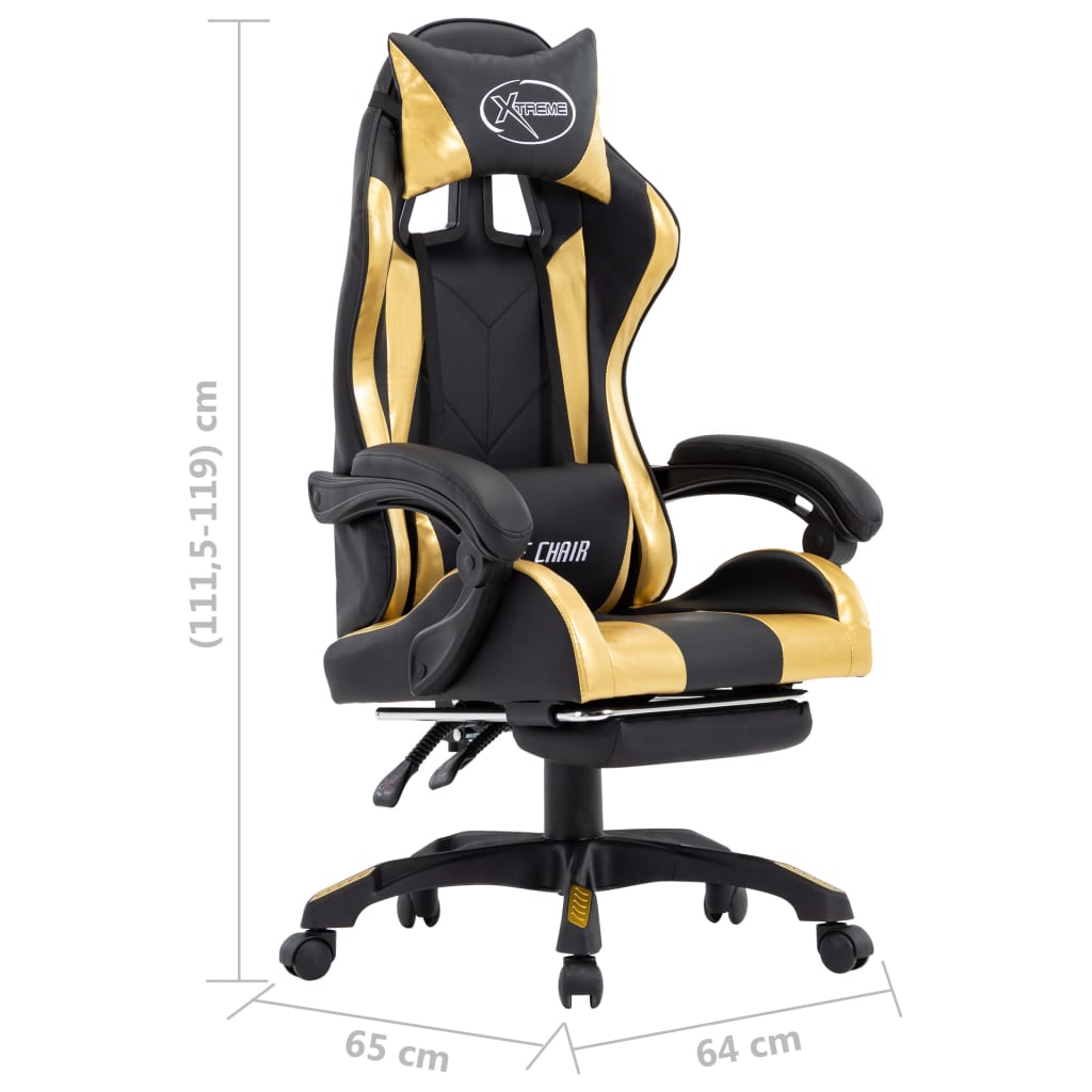 Gaming-Stuhl mit Fußstütze Golden und Schwarz Kunstleder - Premium Bürostühle - Just €198.87! Shop now at homesales4u