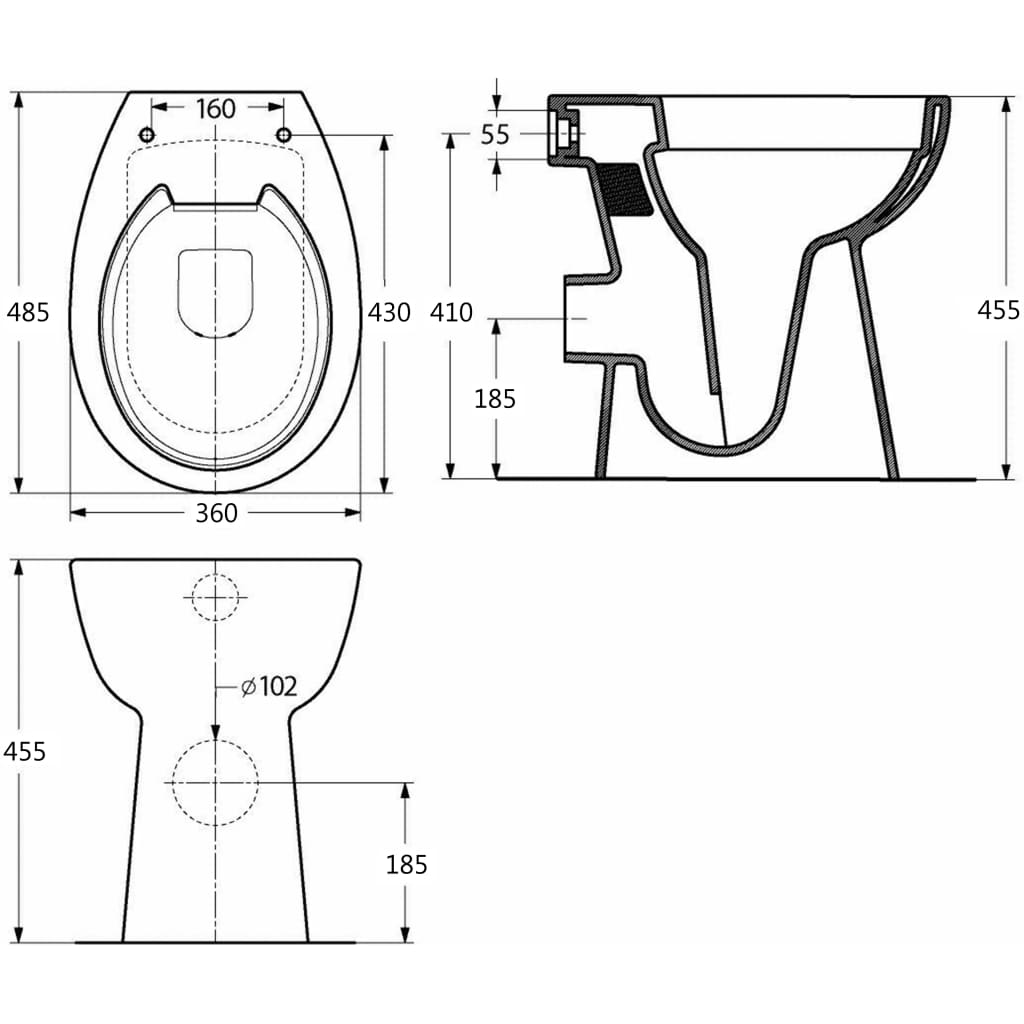 Hohe Spülrandlose Toilette Soft-Close 7 cm Erhöhte Höhe Keramik - Premium Toiletten - Just €221.55! Shop now at homesales4u