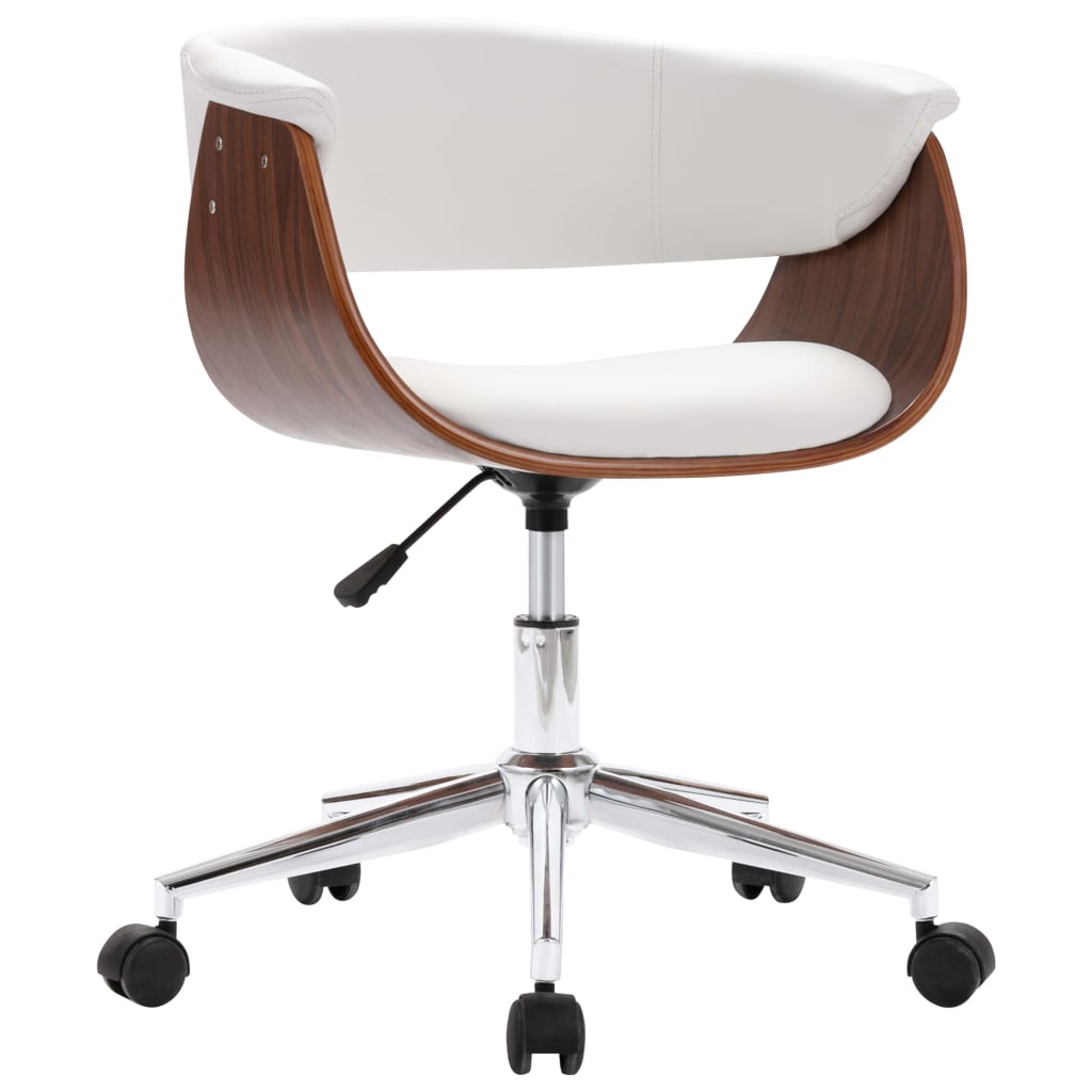 Drehbarer Bürostuhl Weiß Bugholz und Kunstleder - Premium Bürostühle - Just €195.70! Shop now at homesales4u