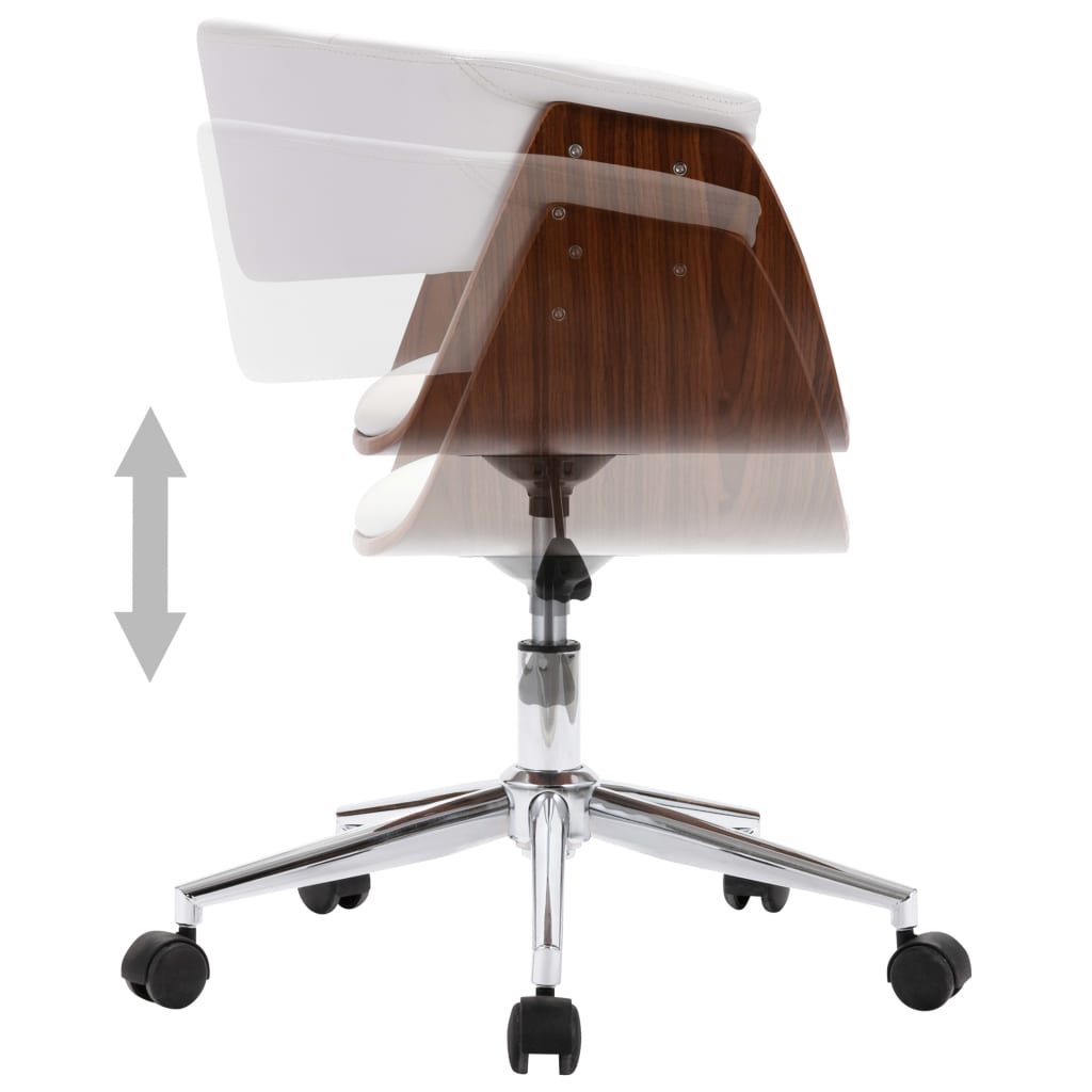 Drehbarer Bürostuhl Weiß Bugholz und Kunstleder - Premium Bürostühle - Just €195.70! Shop now at homesales4u