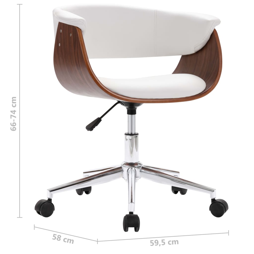 Drehbarer Bürostuhl Weiß Bugholz und Kunstleder - Premium Bürostühle - Just €195.70! Shop now at homesales4u