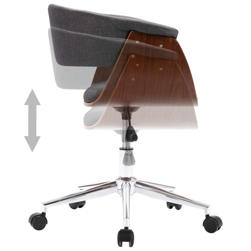 Drehbarer Bürostuhl Grau Bugholz und Stoff - Premium Bürostühle - Just €190.16! Shop now at homesales4u
