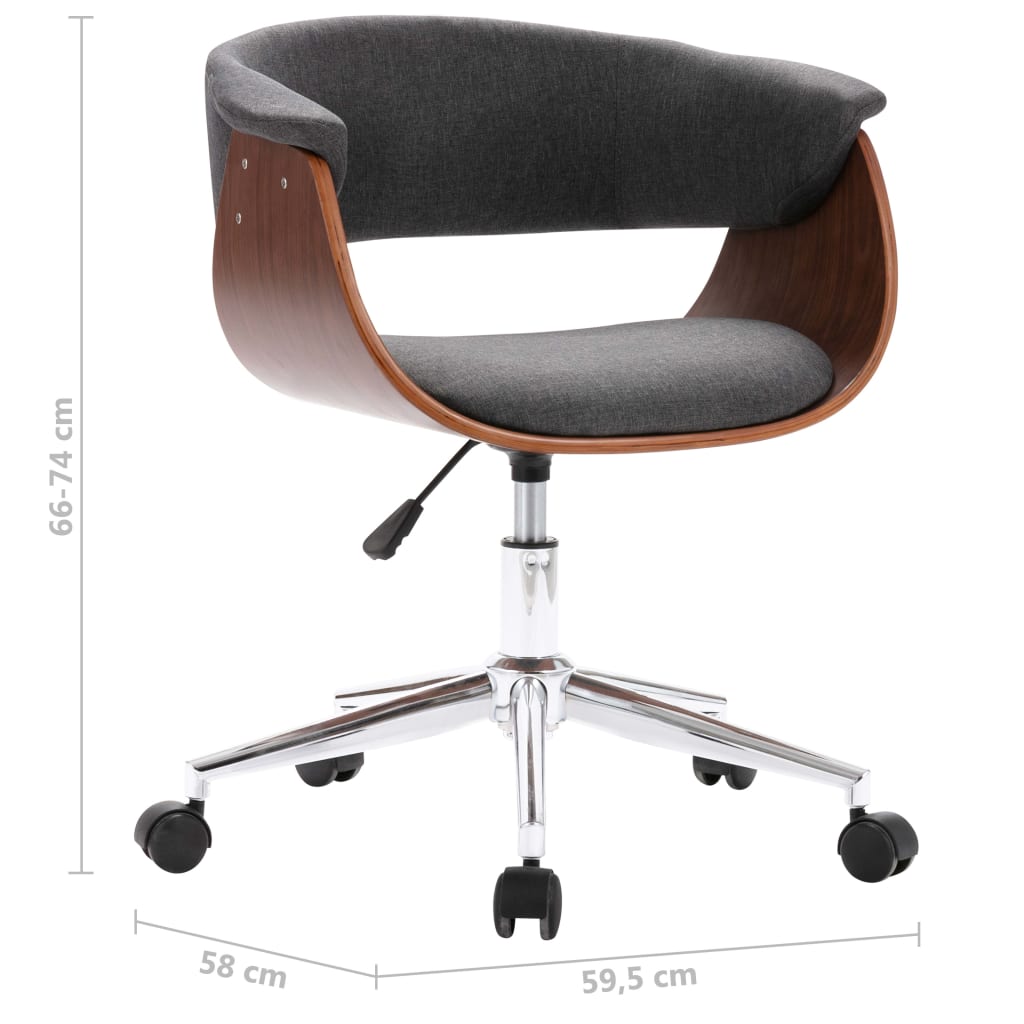Drehbarer Bürostuhl Grau Bugholz und Stoff - Premium Bürostühle - Just €190.16! Shop now at homesales4u