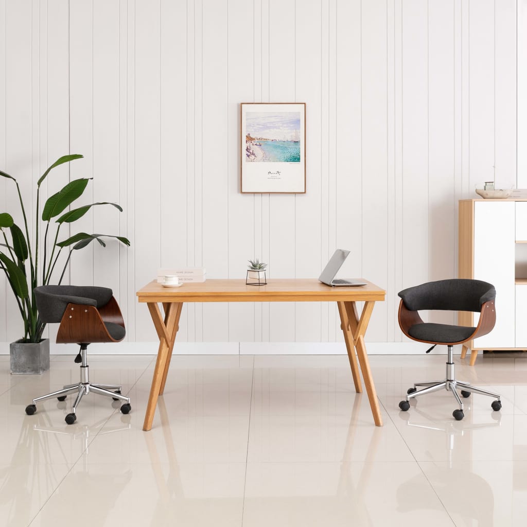 Drehbarer Bürostuhl Grau Bugholz und Stoff - Premium Bürostühle - Just €190.16! Shop now at homesales4u