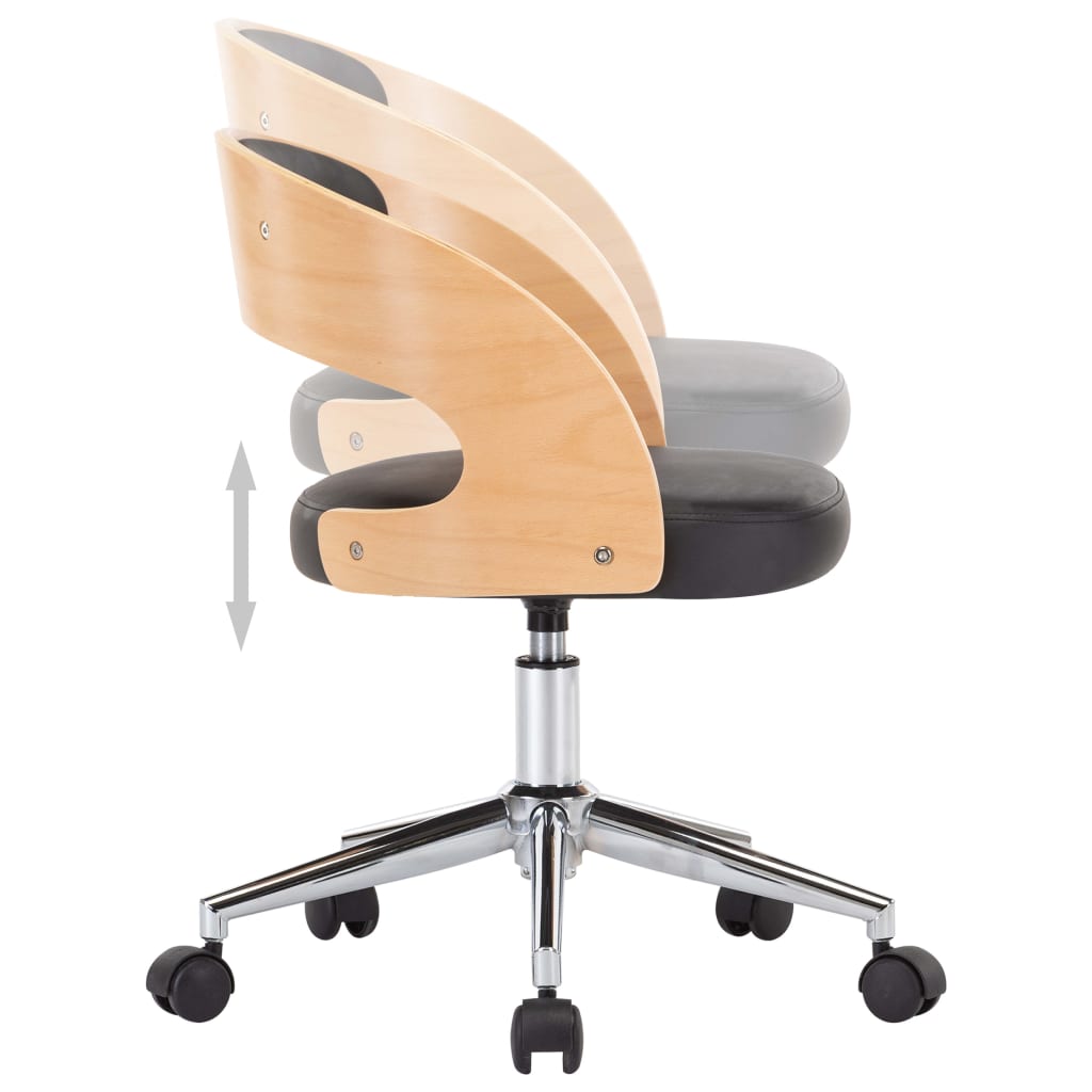 Drehbarer Bürostuhl Schwarz Bugholz und Kunstleder - Premium Bürostühle - Just €171.42! Shop now at homesales4u
