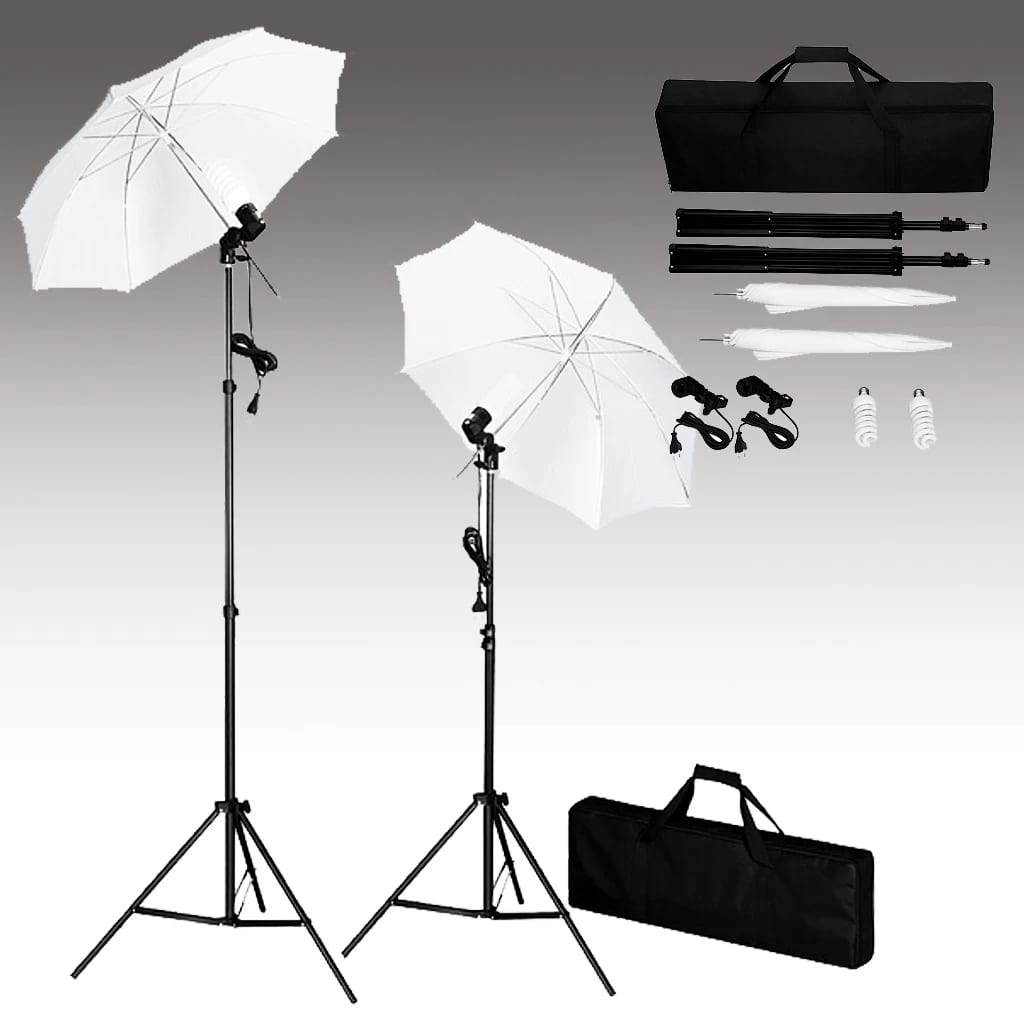 Fotostudio-Set mit Hintergrund, Leuchten und Schirmen - Premium Studioscheinwerfer & -blitzgeräte - Just €209.09! Shop now at homesales4u