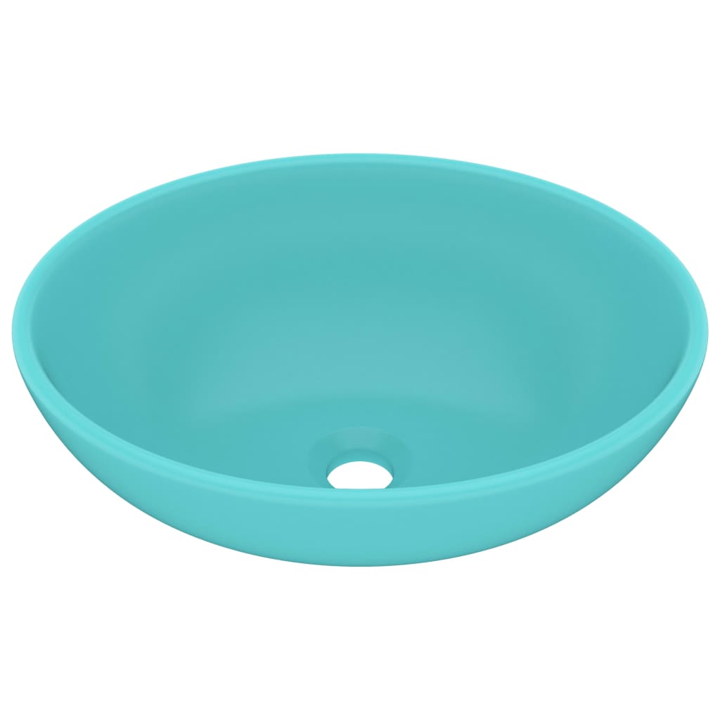 Luxuriöses Ovales Waschbecken Matt Hellgrün 40x33 cm Keramik - Premium Badezimmer-Waschbecken - Just €54.94! Shop now at homesales4u
