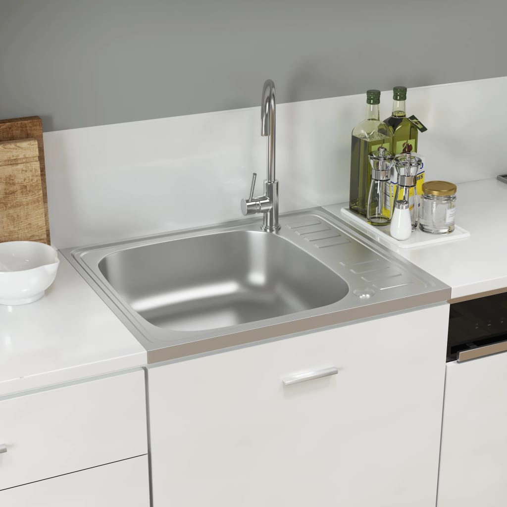 Spüle mit Abtropffläche Set Silbern 600x500x155 mm Edelstahl - Premium Küchenspülen & Spülbecken - Just €88.94! Shop now at homesales4u