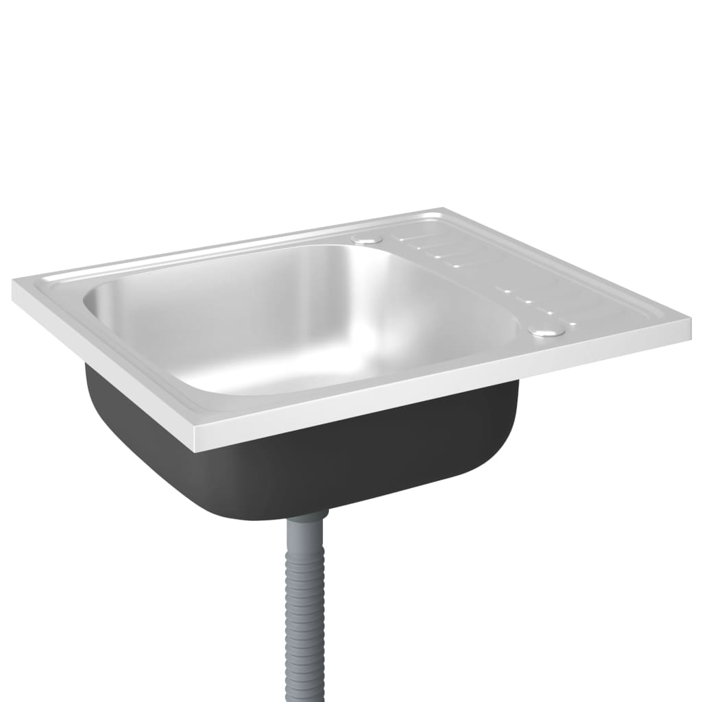 Spüle mit Abtropffläche Set Silbern 600x500x155 mm Edelstahl - Premium Küchenspülen & Spülbecken - Just €88.94! Shop now at homesales4u