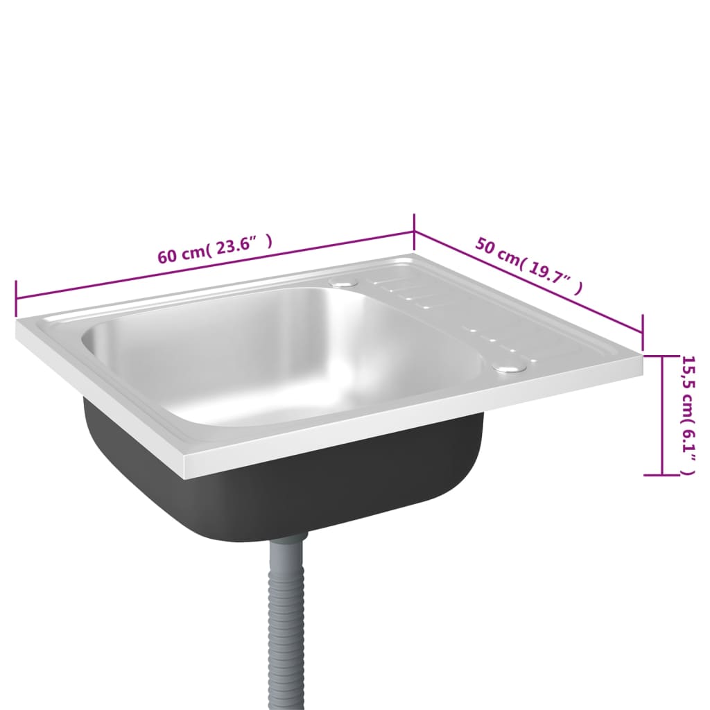Spüle mit Abtropffläche Set Silbern 600x500x155 mm Edelstahl - Premium Küchenspülen & Spülbecken - Just €88.94! Shop now at homesales4u