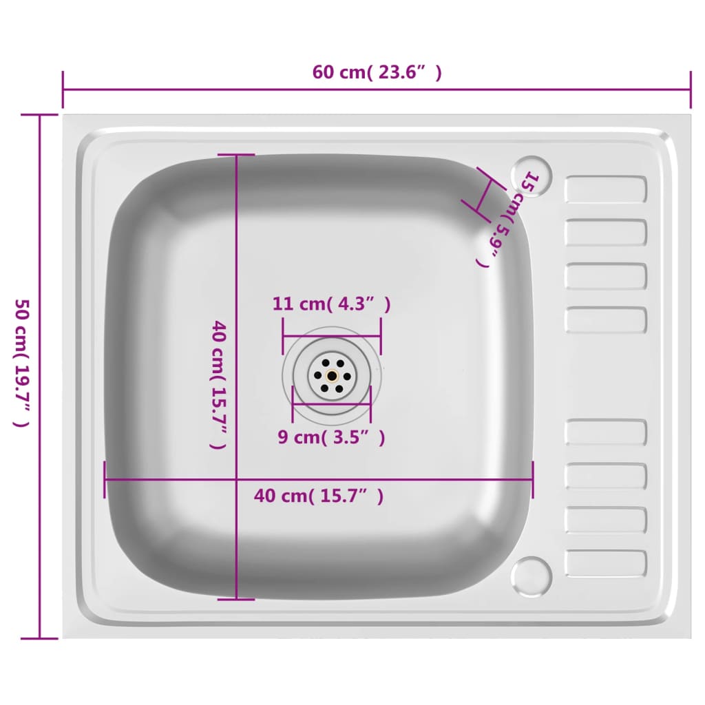 Spüle mit Abtropffläche Set Silbern 600x500x155 mm Edelstahl - Premium Küchenspülen & Spülbecken - Just €88.94! Shop now at homesales4u