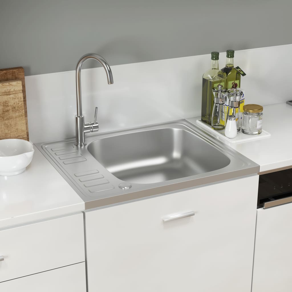 Spüle mit Abtropffläche Set Silbern 600x500x155 mm Edelstahl - Premium Küchenspülen & Spülbecken - Just €88.94! Shop now at homesales4u