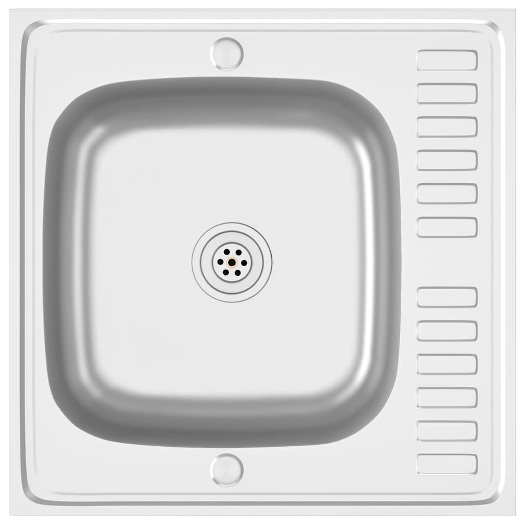 Spüle mit Abtropffläche Set Silbern 600x600x155 mm Edelstahl - Premium Küchenspülen & Spülbecken - Just €104.09! Shop now at homesales4u