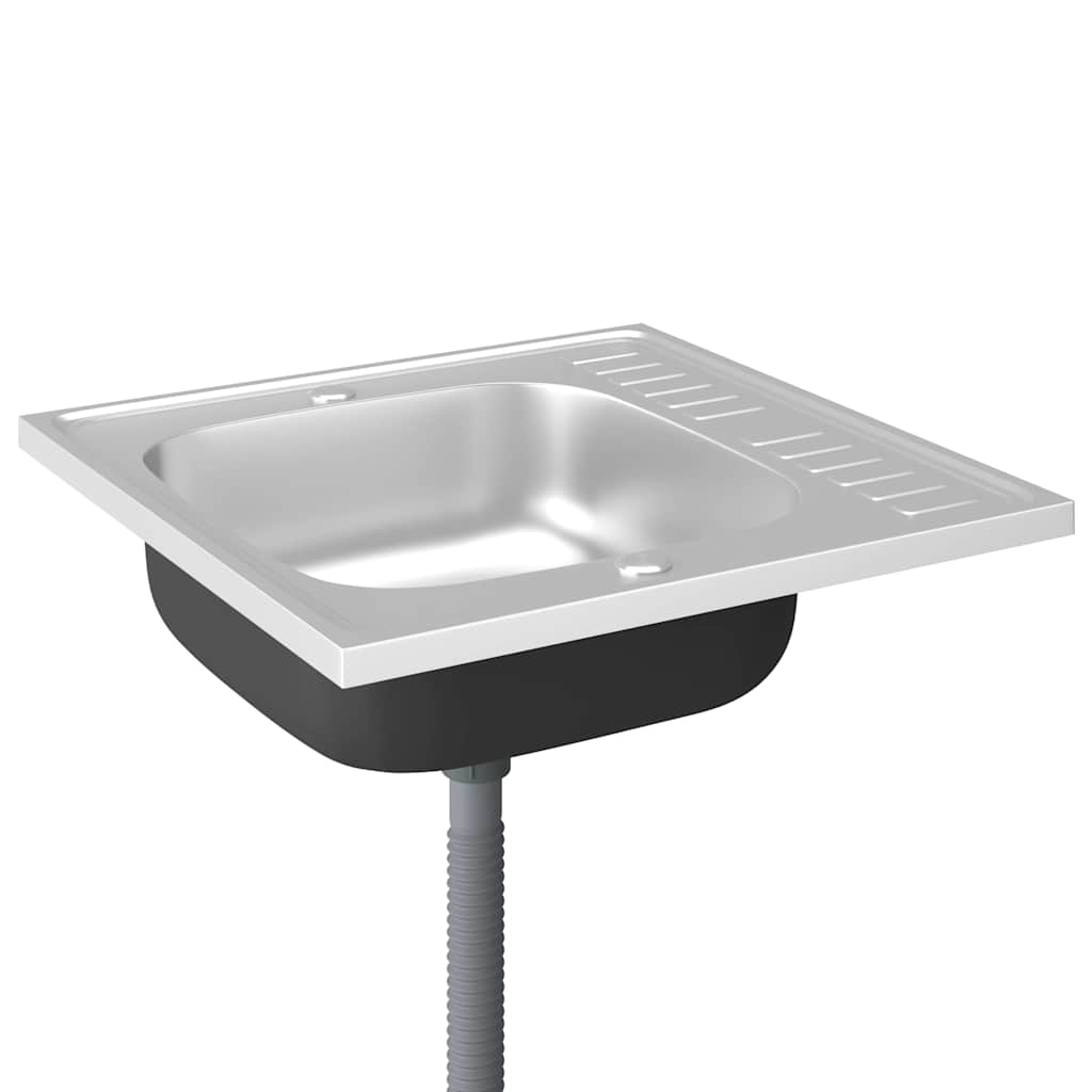 Spüle mit Abtropffläche Set Silbern 600x600x155 mm Edelstahl - Premium Küchenspülen & Spülbecken - Just €104.09! Shop now at homesales4u