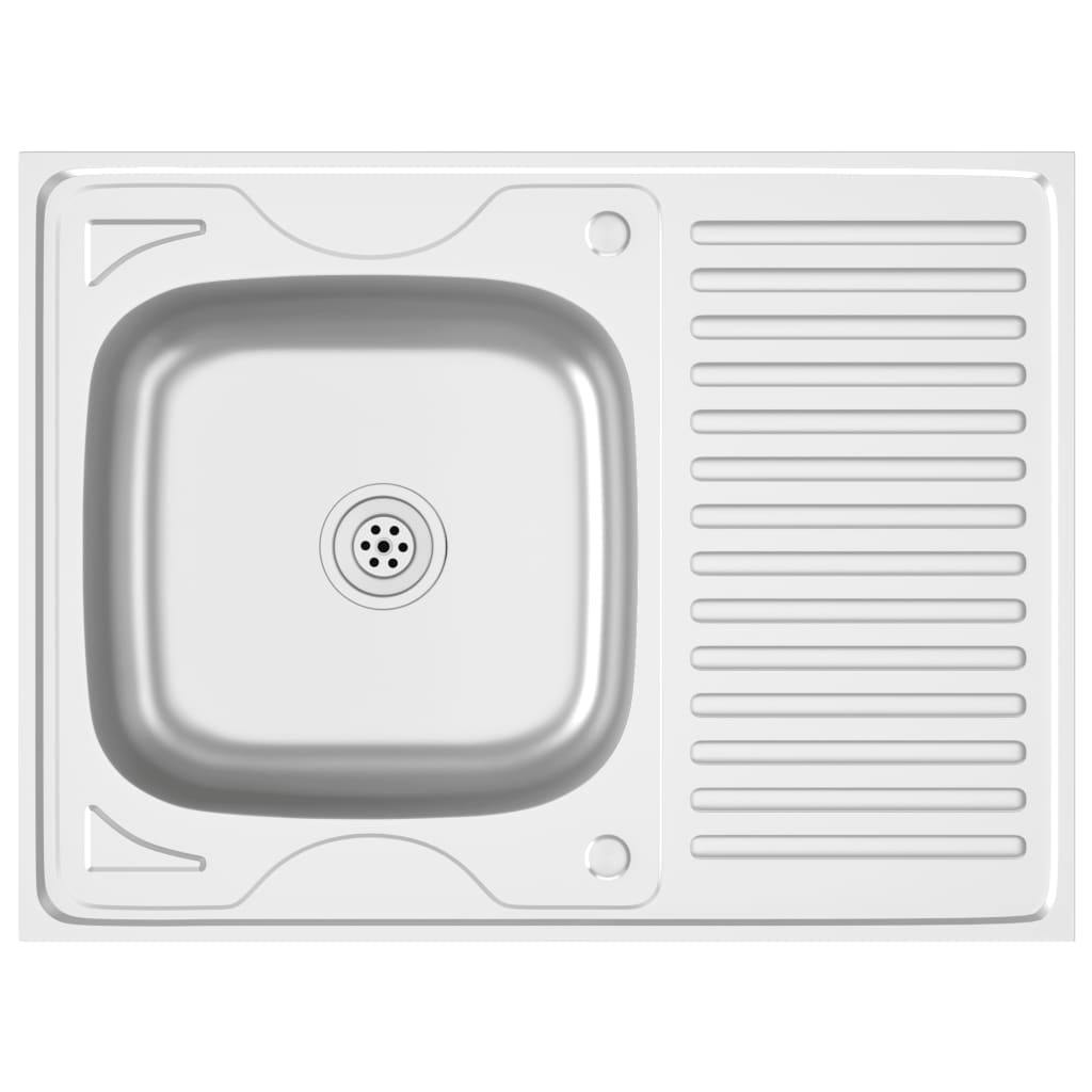 Spüle mit Abtropffläche Set Silbern 800x600x155 mm Edelstahl - Premium Küchenspülen & Spülbecken - Just €119.16! Shop now at homesales4u
