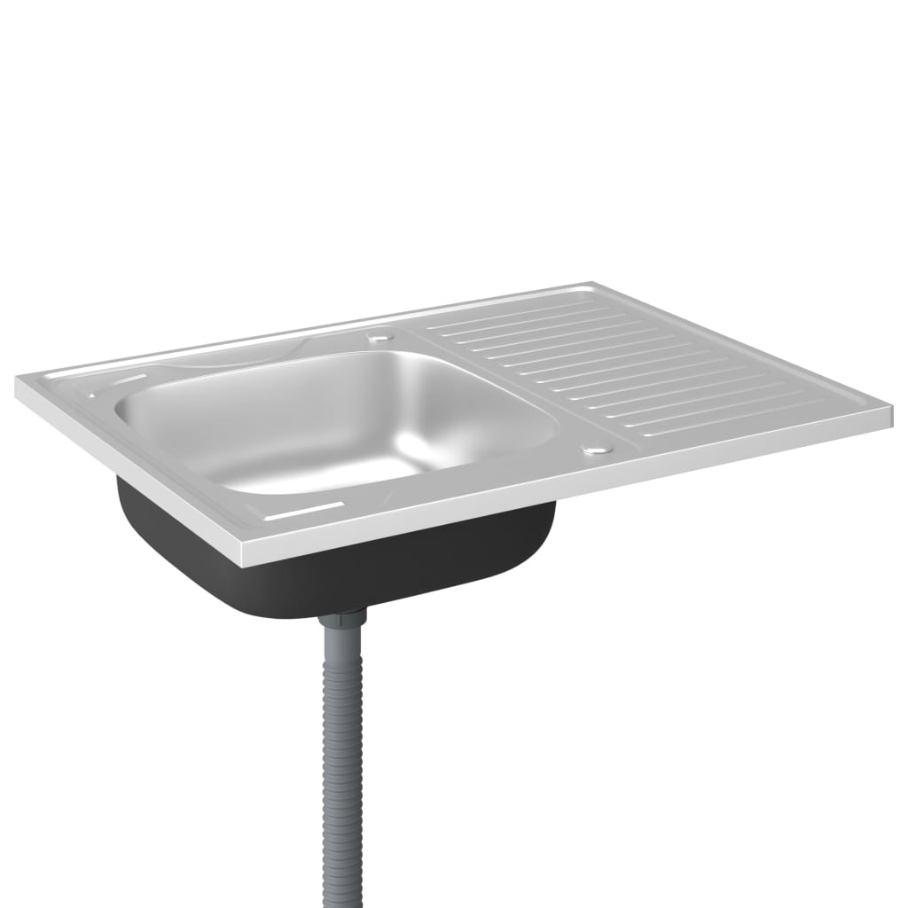 Spüle mit Abtropffläche Set Silbern 800x600x155 mm Edelstahl - Premium Küchenspülen & Spülbecken - Just €119.16! Shop now at homesales4u