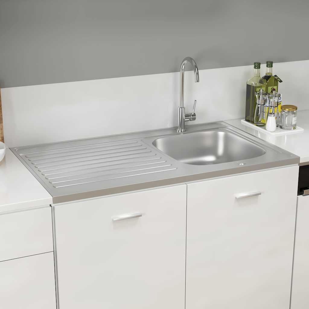 Spüle mit Abtropffläche Set Silbern 1000x600x155 mm Edelstahl - Premium Küchenspülen & Spülbecken - Just €201.72! Shop now at homesales4u